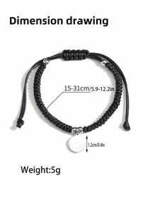 1 pieza de brazalete personalizado de acero inoxidable con cuerda negra tejida a mano, brazalete personalizado con grabado, brazalete personalizado versátil para parejas, con nombre personalizable, texto, letras, adecuado para cumpleaños/fiestas/aniversarios, se puede usar como regalo para padres/novio/novia/parejas