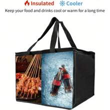 Soft Cooler Bag, 40L Food Delivery Bag For Hot And Cold Food Delivery, Large Cool Bag With Zipper Closure For Camping BBQ Shopping Fishing Family Outdoor Travel