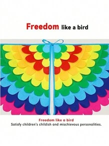 1PC Bird-Wings-Costume For Kids Dress Up, Felt Feathered Festive Attire Set - Felt Non-Woven Fabric Masks And Wing Sets For Hummingbirds, Phoenixes, Hawks, Green Parrots, Costume Hallowen Party, Bird-Costume-Peacock-Wings For Kids With Bird, Gift For Girl Boys, Interactive Game, Party Game, Holiday Accessory