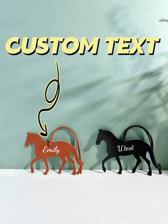 Llavero personalizado con nombre de texto para caballos y ponis. 1 pieza de unicolor de PU, de moda, sencillo, lindo y divertido. Accesorio de llavero y colgante de coche, adecuado para mochilas, bolsos de hombro, bolsos, maletas, parejas, estudiantes, hombres, mujeres, uso diario, citas, festivales, viajes. Es un excelente regalo para la novia, la madre y el cumpleaños del niño