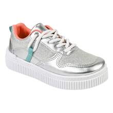 Tênis Prata Feminino Confortável Brilhante Casual