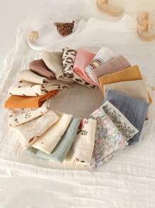 Baby Bibs 4 Layers Gauze Soft Facial Wash Cloth Small Square Handkerchief, Newborn Nursing