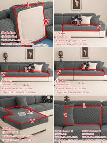 1pc Plush Jacquard Anti-Slip Sofa Seat Cushion Cover, Waterproof, Soft & Skin-Friendly, Pet-Proof, Elastic Sofa Slipcover, Suitable For L-Shaped Combination Sofa And 1/2/3/4 Seat Sofa, All Season - Dark Grey - View 4
