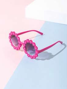 4 piezas/1 pieza Gafas de moda decoradas con flores de margarita para niños/adultos, unisex, para fotografía en exteriores y playa, regalo de gafas para bebés con caja