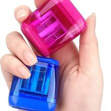 4pcs Triangle Shaped Dual Hole Pencil Sharpener, Large Diameter For Drawing Pencils & Eyebrow Pencils, Plastic Manual Pencil Sharpener, Battery-Free, Multi-Color