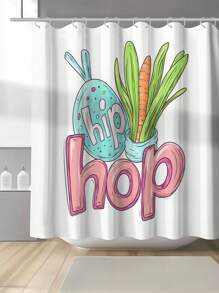 1pc Easter Eggs & Plants Pattern Digital Printed Mildew Resistant Waterproof Shower Curtain, 12 Plastic Hooks And Metal Eyelets, Sturdy Bathroom Accessory Mother's Day Flowers, Personalized Gifts For Mom, Last Minute Gifts, Mother's Day Ideas, Mothering Sunday Gifts, Handmade Cards For Mum, Best Mother's Day Gifts Under $50