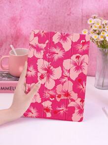1pc Pink Lotus Flower Pattern Tablet Protective Case, Compatible With IPad 10.2", IPad Pro 2021/2020, IPad 9/10, Galaxy Tab A8 10.5" 2022, Matepad 10.4"/Tab, With Pencil Slot, Shockproof Design, Sleep/Wake Function