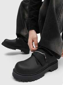 Chaussures de soirée pour hommes à bout rond rétro avec semelle épaisse, chaussures habillées de style britannique à lacets pour hommes, pour les fêtes et les mariages, chaussures  décontractées à la mode