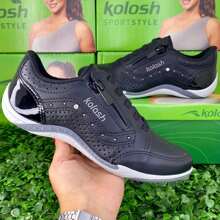 Kolosh Original Women's Tennis Shoes Easy To Wear Comfortable Work Everyday Casual Anatomical Zipper - 黑色 - 查看 6