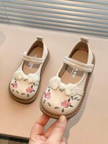 1 para dziewczęcych, prostych, eleganckich, płaskich butów ze skóry w stylu chińskim, odpowiednich na wiosnę/lato