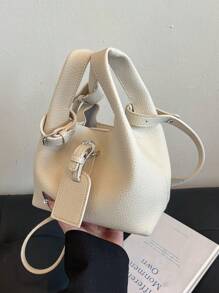 Fashionable Minimalist PU Leather Shoulder Tote Bag With Detachable Inner Pouch, Adjustable Strap, Versatile Women Handbag For Commute, Shopping, Makeup, Girlfriend/Valentine's Day Gift, Japanese Style