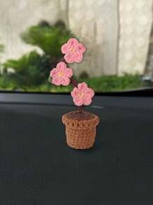 1 件手工编织汽车花盆带人造花装饰，创意礼品饰品，可爱汽车配件 - 彩色 - 查看 5