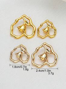 10 件不对称心形镂空玫瑰压花金属纽扣，适用于开衫、连衣裙、外套、毛衣、上衣、夹克，多功能装饰手工缝制纽扣，DIY 盒装礼品工艺配件 - 彩色 - 查看 3