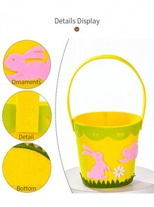 1pc Candy Egg Hand Baskets, Non-Woven Fabric Party Favor Bins With Bunny Design - Ideal For Easter And Seasonal Gifts, Candy Bar Supplies, Ideal For Easter And Seasonal Gifts, Candy Bar Supplies Birthday Graduation