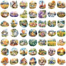 50 张乡村风格透明贴纸乙烯基美学贴纸剪贴簿、日记、保险杠、滑板、水瓶、卡通、安全帽、汽车贴纸和贴花 - 彩色 - 查看 3