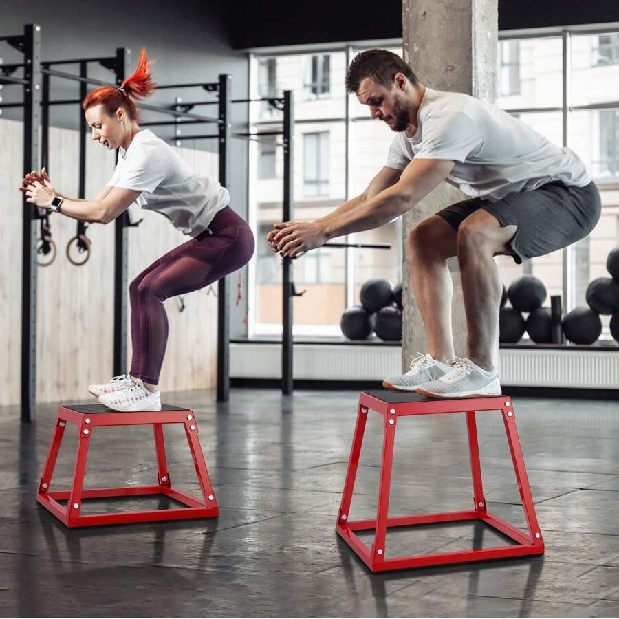 Plyometric Jump Box 12 To 30 Inch Plyo Box Steel Plyometric Platform And Jumping Agility Box Anti-Slip Fitness Exercise Step Up Box For Home Gym Training Conditioning Strength Training Red&Black - 12 Inch Red - View 1