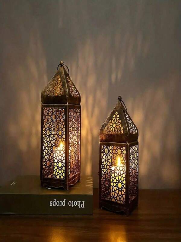 Large Temple Tower Moroccan Lantern Lamp Decorative Candle Holders For Ramadan Decorations, Hanging, Outdoor Patio Or Porch, Indoor Home Decor, Weddings, Black Gifts Birthday Graduation