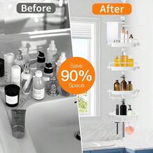 WSBArt - Organizador de ducha resistente – 4 niveles ajustable, acero inoxidable inoxidable, 32-122 pulgadas - Blanco - Ver 6