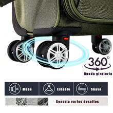 Maleta de Lona Oxford, 18 Pulgadas con 4 Ruedas Giratorias, Maleta de Viaje 10kg con Cierre de Cremallera y Candado de Combinación, Equipaje para Viajar - Verde - Ver 7