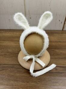 2pcs/Set Newborn Baby Photography Outfit, Soft Mink Velvet Bunny Ear Hat And Romper Set, Infant Growth Photography Props, Gift For Baby Boys & Girls