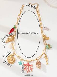 1 Pc BOHO Vacation Beach Style Starfish Summer Multi Charm Necklace