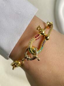 STYLEVER 1pc Gold Horseshoe Buckle Chain ,Carabiner Lock Clasp Chain,Gold Screw Clasp Link Chain ,Gold Horseshoe Buckle Chain,U-Shaped Buckle Bracelet,Colorful Horseshoe Bracelet