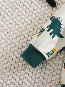 Set de 2 piezas de chaqueta con capucha y pantalones con estampado de dinosaurio recién nacido para otoño/invierno