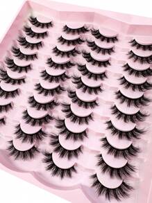 20Pairs False Eyelashes Manga Lashes Cat Eye Lashes Faux Mink Eyelashes Fox Eye Eyelashes Natural Full Lashes Cosplay Travel Essentials Makeup Tools - màu đen - Xem 2