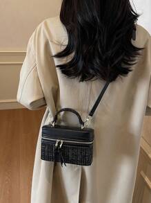 1pc Women's Fashion Square Handbag, Elegant Crossbody Phone Bag, Black - Black - View 6