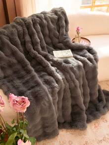 Faux Fur Shaggy Blanket Soft Fluffy Throw For Couch, Cozy Faux Rabbit Fur Bedspread For All Season, Aesthetic Plush White Decor Machine Washable - màu đen - Xem 3