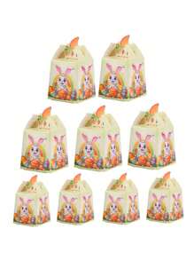 10 件/50 件/包复活节派对礼品盒，兔子和鸡蛋 3D 盒 - 米色 - 查看 8