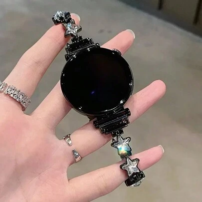 18mm/20mm/22mm 夏季新款星形水钻表带，可调节长度，兼容三星 Galaxy、Garmin、Amazfit 手表 - 柔软、透气