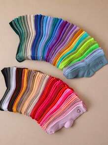 1/10/20/30/40双装，糖果、爱心、爱情图案混搭休闲百搭柔软透气除臭男女通用短袜，适合日常、运动、校园穿着 - 彩色 - 查看 4