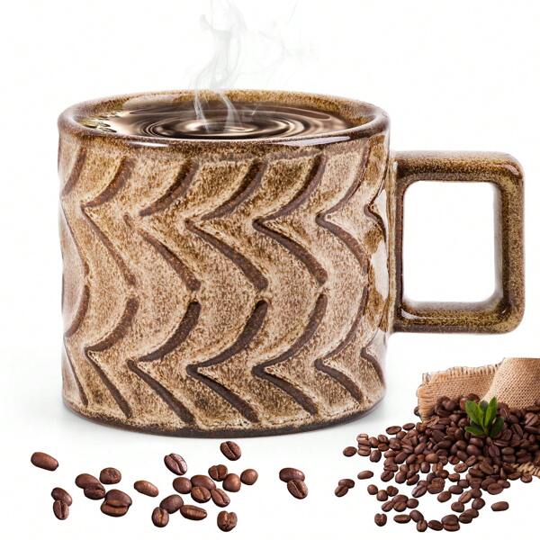 1 pieza Taza de café de 8 Oz con asa, taza para latte, taza para mujeres y hombres, excelente para té y chocolate caliente, apta para microondas, de estilo moderno y único para cualquier cocina