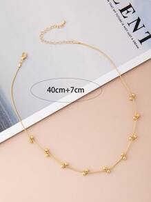 1 件欧美风格独特设计金色水钻吊坠项链女士，不锈钢锁锁骨链，适合日常佩戴和约会派对 1 件欧美新款设计金色水钻吊坠项链女士，不锈钢奢华配饰，适合日常佩戴、约会和派对 - 金色圓珠 - 查看 4