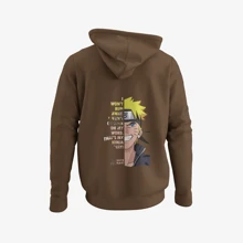 Narut0 Hoodie Anime Text Unisex One Size Hooded Sweatshirt - Camel - View 2