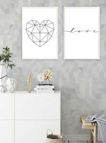 Kit 2 Decorative Love Heart Frames – Ideal For Living Room, Office, Entrance Hall, Bedroom And Modern Environments – Abstract Art For Elegant And Sophisticated Decoration - 白色 - 查看 3