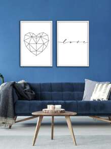 Kit 2 Decorative Love Heart Frames – Ideal For Living Room, Office, Entrance Hall, Bedroom And Modern Environments – Abstract Art For Elegant And Sophisticated Decoration - 白色 - 查看 5
