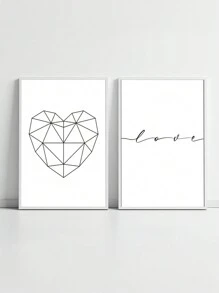 Kit 2 Decorative Love Heart Frames – Ideal For Living Room, Office, Entrance Hall, Bedroom And Modern Environments – Abstract Art For Elegant And Sophisticated Decoration - 白色 - 查看 2