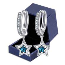 BRLINEY Sterling Zilveren Hypoallergene Dames Oorbellen Cubic Zirconia Creolen Ster Oorbellen Mode Dainty Oorbellen Cadeaus Voor Verjaardagen