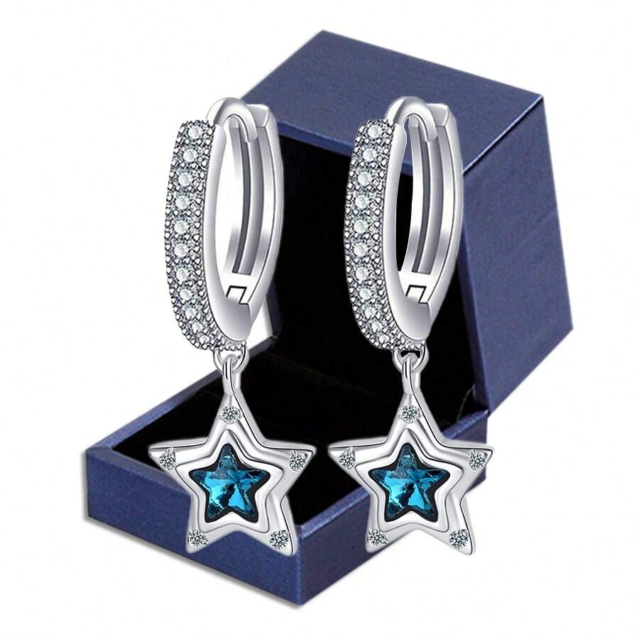 BRLINEY Sterling Zilveren Hypoallergene Dames Oorbellen Cubic Zirconia Creolen Ster Oorbellen Mode Dainty Oorbellen Cadeaus Voor Verjaardagen