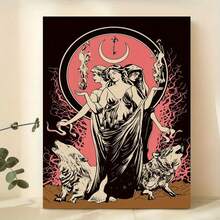 Moon Goddess Hecate And Wolf Spirit - Wooden Frame Canvas Painting 1 Piece (3) Thickness 2.25cm / 0.9inch , Home Gift Decoration, Room Decoration Aesthetics, Wall Decoration Art, Perfect Gift, Autumn Winter Wall Decoration, Living Room Decoration, Bedroom Decoration, Kitchen Decoration, Entrance Decoration, Bathroom Decoration, Direct Wall Painting, High-Quality Wall Painting Poster - Multicolor - View 4