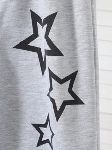 Tween Girls Star Print Casual Straight Leg Pants, Fashionable Versatile Design For Spring & Summer, 2025 New Arrival - Grey - View 3