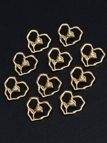 10 件不对称心形镂空玫瑰压花金属纽扣，适用于开衫、连衣裙、外套、毛衣、上衣、夹克，多功能装饰手工缝制纽扣，DIY 盒装礼品工艺配件 - 彩色 - 查看 10