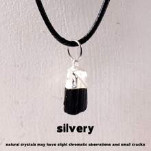 1PC Natural Crystal Black Tourmaline Raw Stone Unpolished Gem Pendant Necklace Quartz Jewelry For Man Gifts Fathers Dad Gift - Black Tourmaline Pendant - View 12