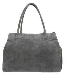 Girly Handbags Italian Expandable Suede Leather Hobo Shoulder Bag Large - Dark Grey - View 1