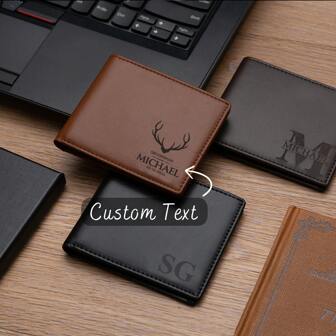 Custom Men's Wallet - Engraved Faux Leather Wallet, The Ideal Gift For Dad, Son For Birthdays, Anniversaries, Christmas, Father's Day, Thanksgiving, Elegant, Birthday Gift, Perfect Gift For Husband, Father, Brother, Boyfriend, Valentine's Day, Anniversary, Father's Day