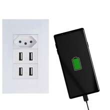 Double USB Input Wall Socket Bivolt White 10 Variations Power Switch