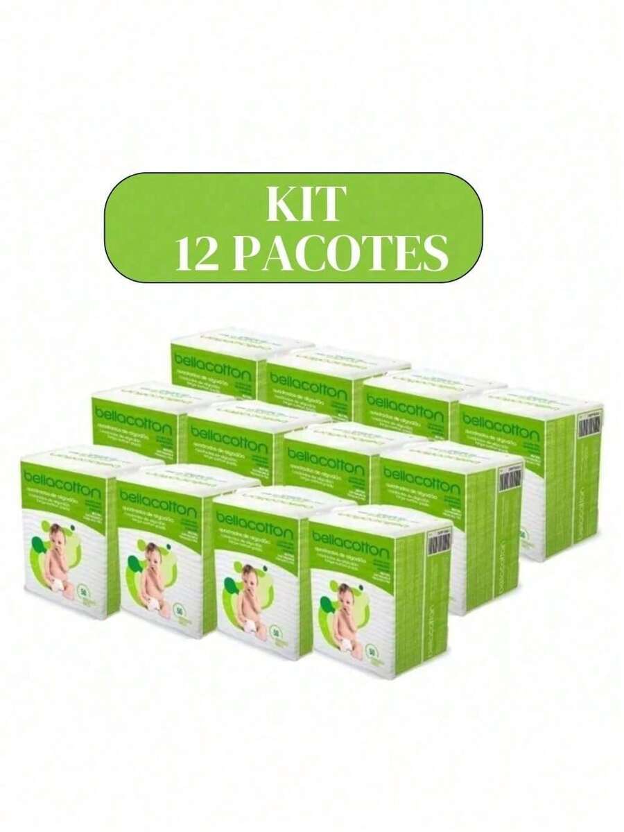 KIT 12 Pure Square Cotton Bellacotton - 600 Units (Pack 50) - Multicolor - View 1