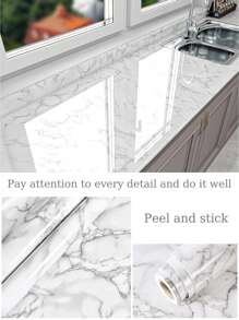 1张防水防油加厚大理石自粘纸适用于厨房炉灶和桌面，耐高温和油烟